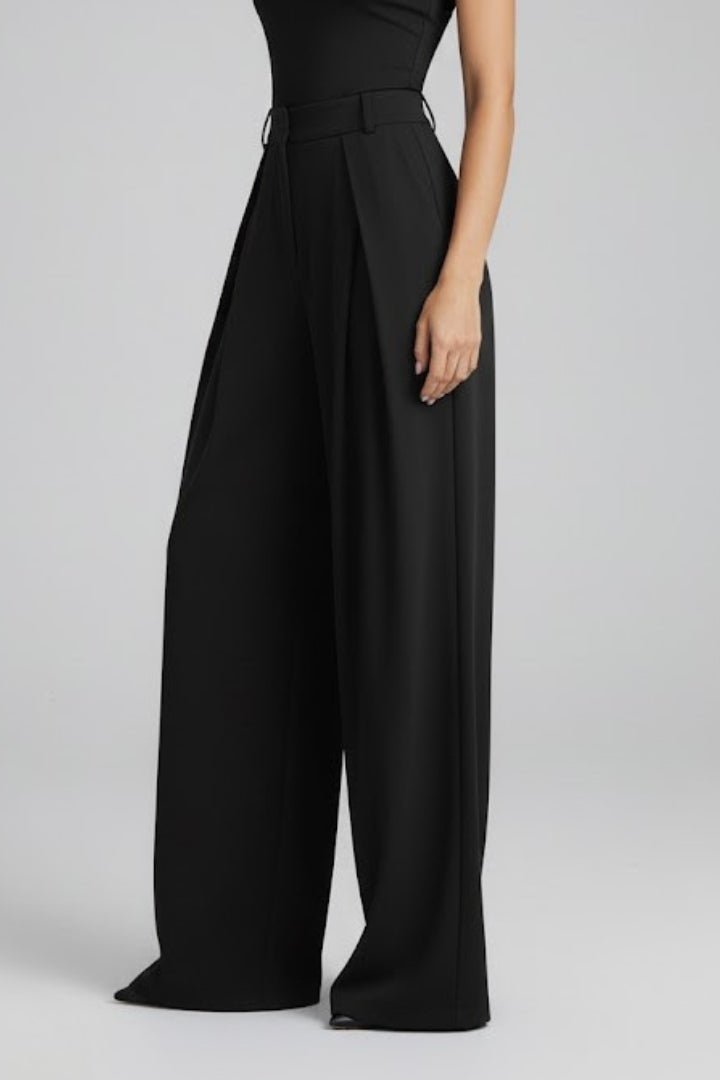 Aurelia | Women’s Wide Leg Trousers – High-Rise Pleated Pants with Relaxed Fit