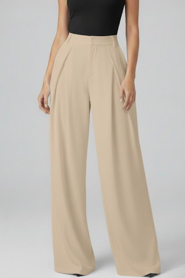 Aurelia | Women’s Wide Leg Trousers – High-Rise Pleated Pants with Relaxed Fit