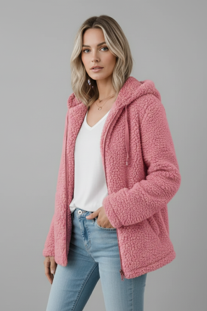 Aurelina | Women’s Teddy Fleece Jacket with Plush Textured Finish