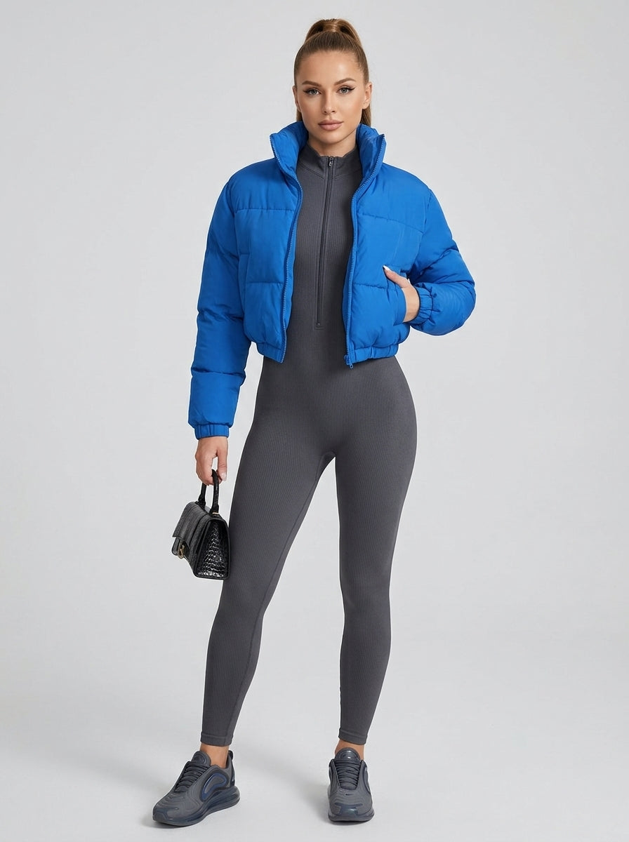 Aurenna | Women's Cropped Jacket, Short Casual Long Sleeve Coat