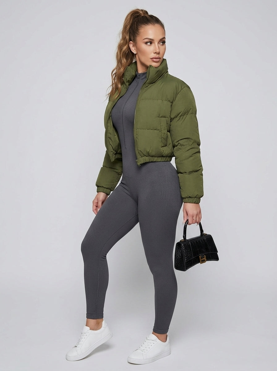 Aurenna | Women's Cropped Jacket, Short Casual Long Sleeve Coat