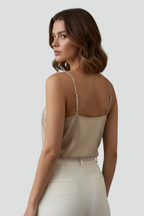 Auri | Women’s V-Neck Cami Top with Spaghetti Straps – Sleeveless Casual Loose Fit
