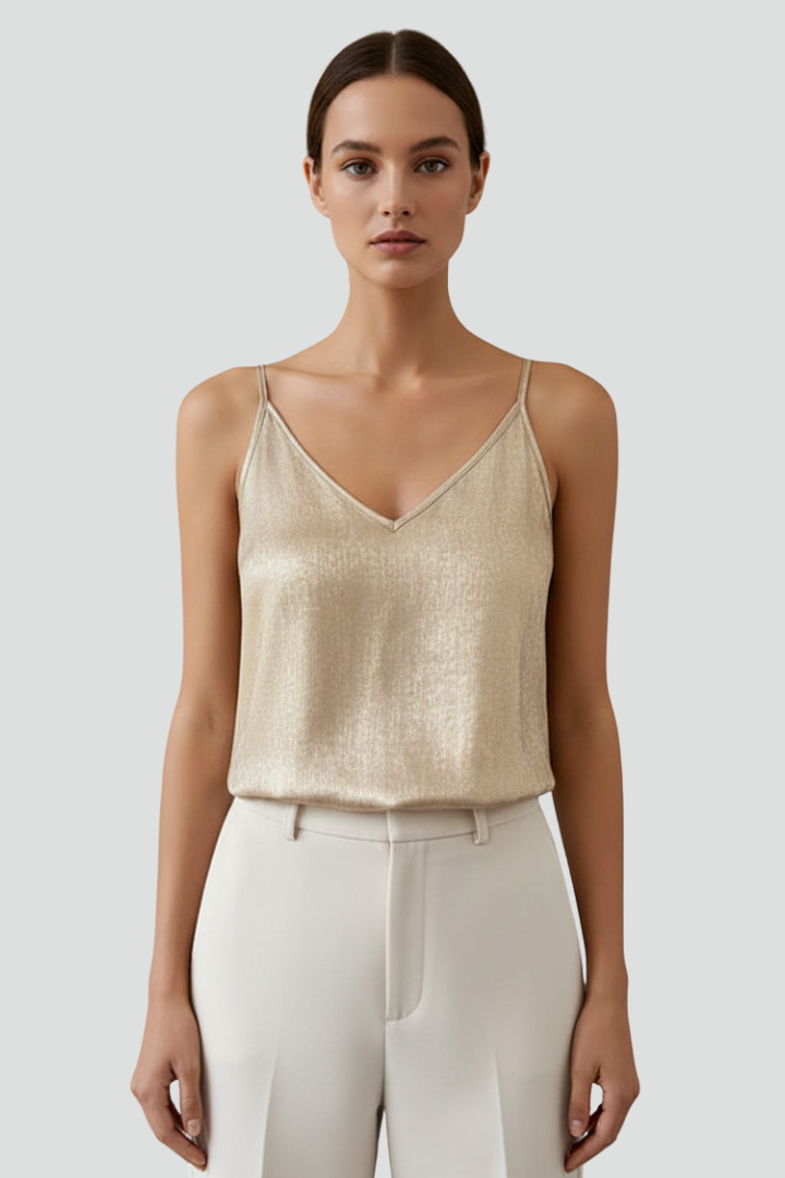 Auri | Women’s V-Neck Cami Top with Spaghetti Straps – Sleeveless Casual Loose Fit