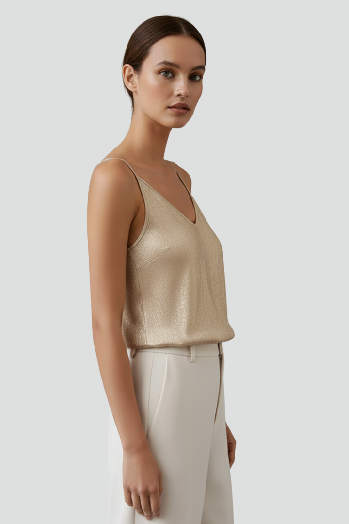 Auri | Women’s V-Neck Cami Top with Spaghetti Straps – Sleeveless Casual Loose Fit
