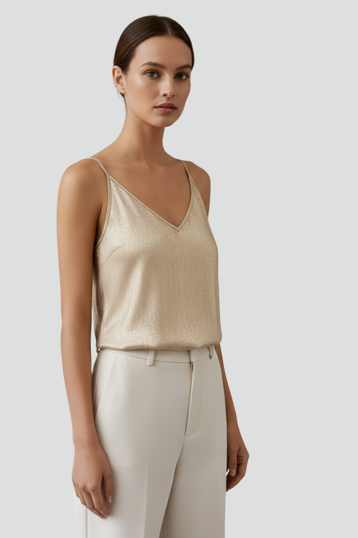 Auri | Women’s V-Neck Cami Top with Spaghetti Straps – Sleeveless Casual Loose Fit