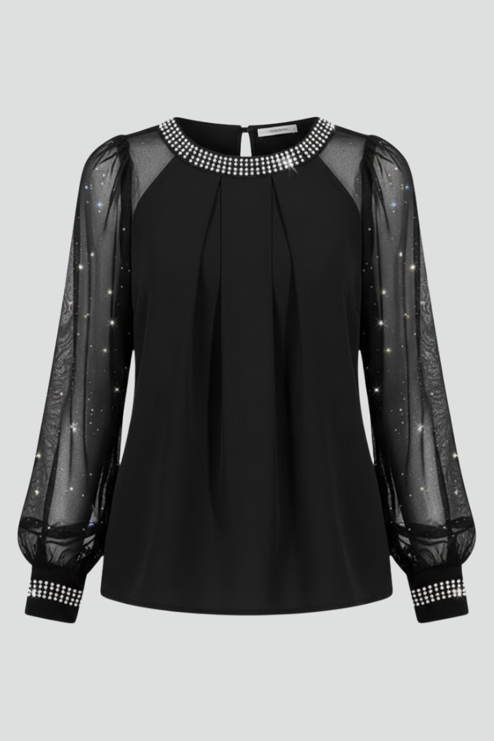 Avelisse | Women’s Sequin Top with Round Neck, Long Sleeves & Regular Fit