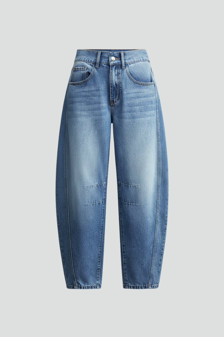 Avenya | Women’s Mid-Waist Straight-Leg Jeans – Button Zip Denim Pants with Pockets