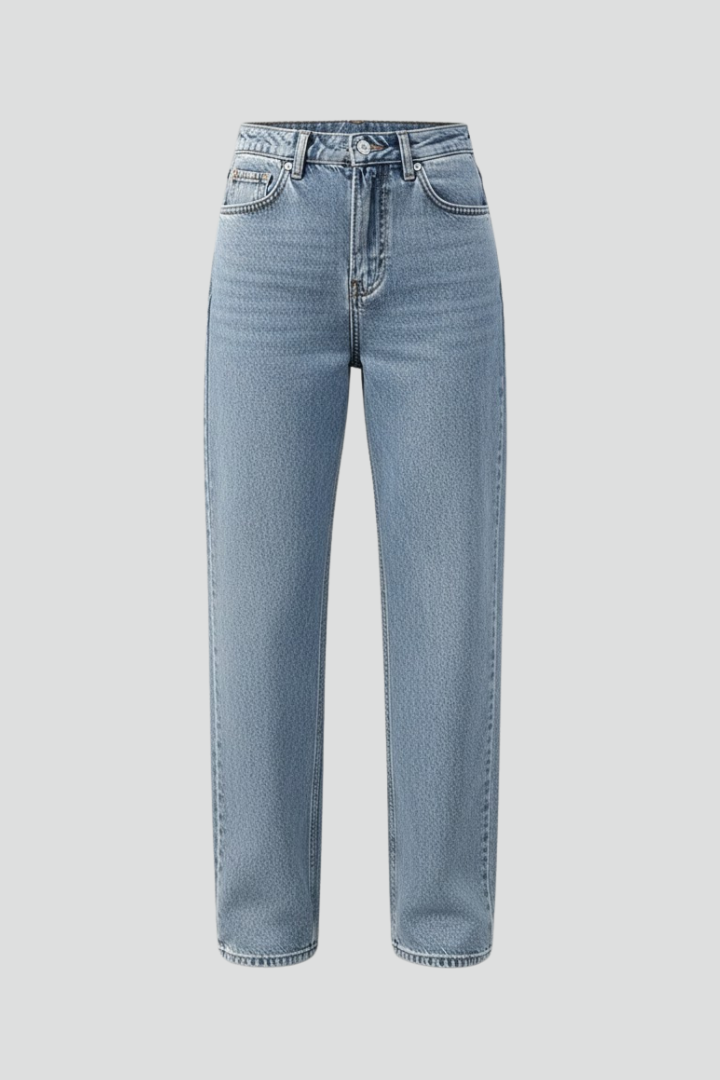Azmira | Women’s High Waist Straight Leg Jeans – Butterfly Print Back Pockets