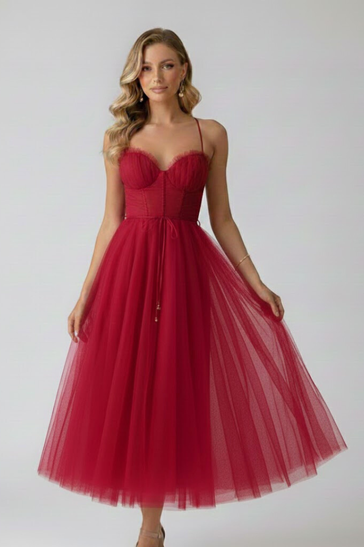 Azura | Women’s Sweetheart Tulle Dress – Spaghetti Strap Corset Bodice