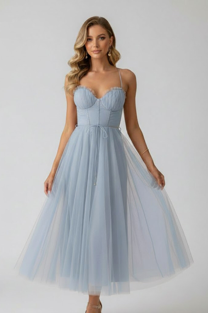 Azura | Women’s Sweetheart Tulle Dress – Spaghetti Strap Corset Bodice