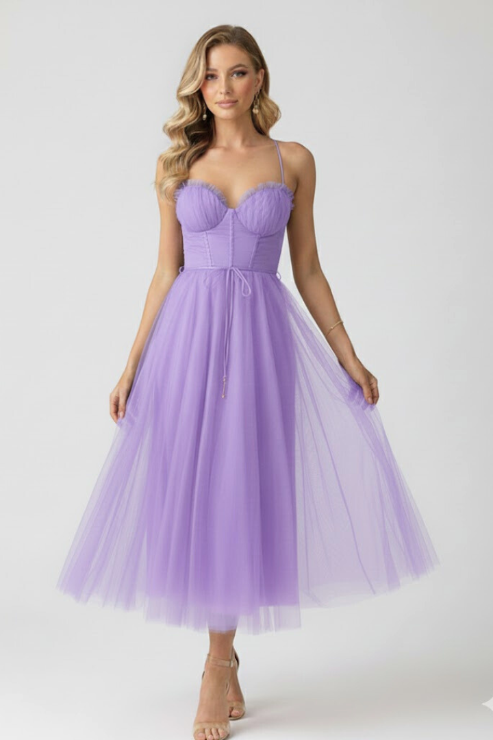Azura | Women’s Sweetheart Tulle Dress – Spaghetti Strap Corset Bodice