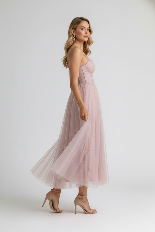 Azura | Women’s Sweetheart Tulle Dress – Spaghetti Strap Corset Bodice