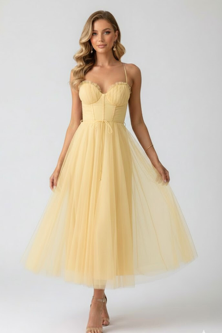 Azura | Women’s Sweetheart Tulle Dress – Spaghetti Strap Corset Bodice