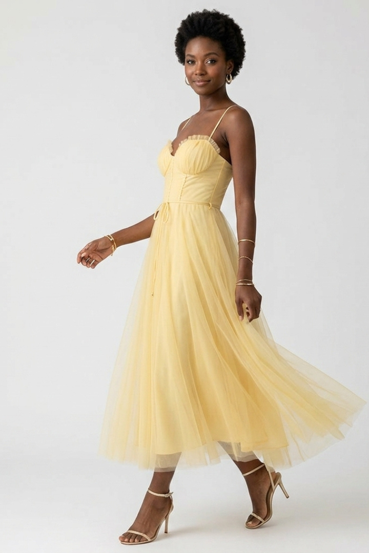 Azura | Women’s Sweetheart Tulle Dress – Spaghetti Strap Corset Bodice