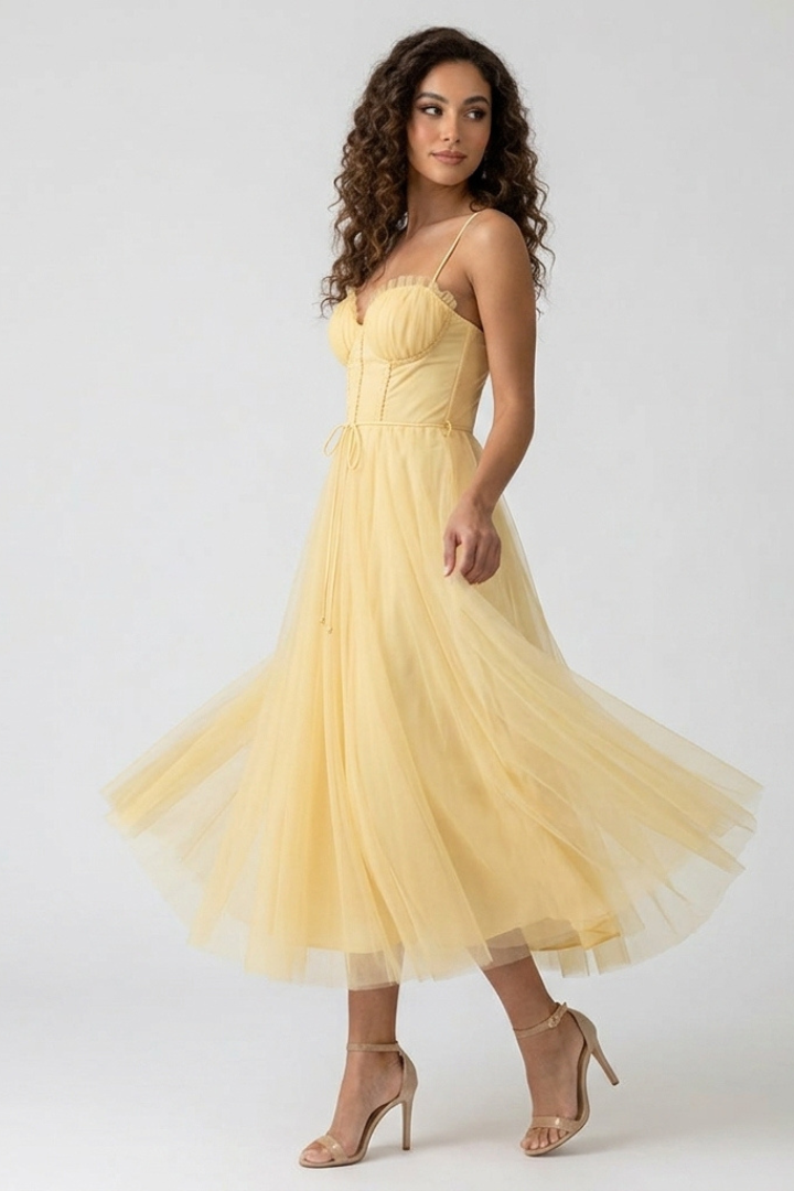 Azura | Women’s Sweetheart Tulle Dress – Spaghetti Strap Corset Bodice