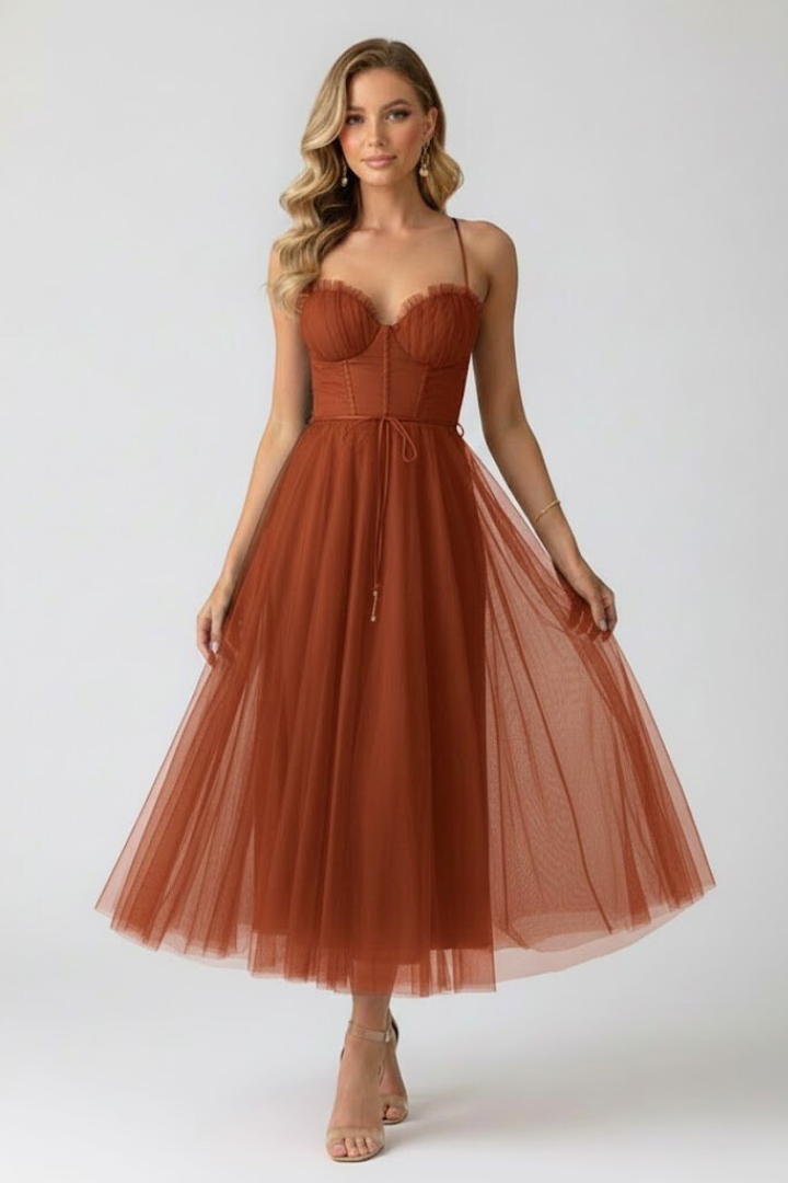 Azura | Women’s Sweetheart Tulle Dress – Spaghetti Strap Corset Bodice