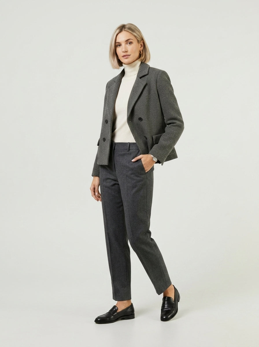 Azurine | Women’s Knit Cardigan – Lapel Collar, Double-Button Front