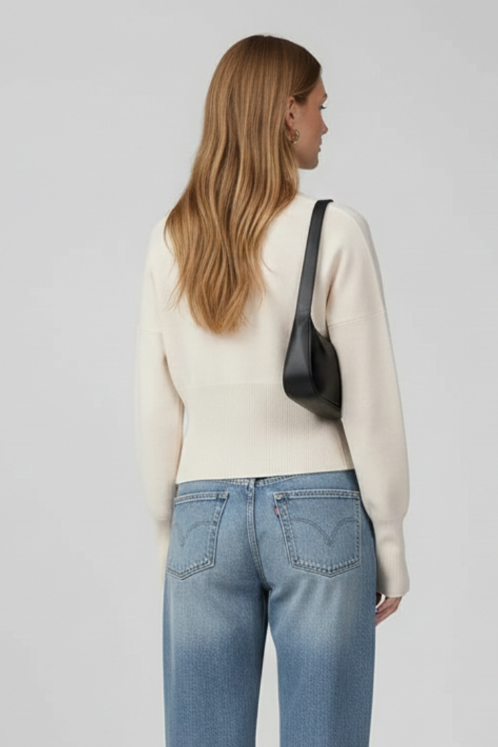 Belle | Women's Knit Cardigan – Round Neck Button Front Long Sleeve Sweater