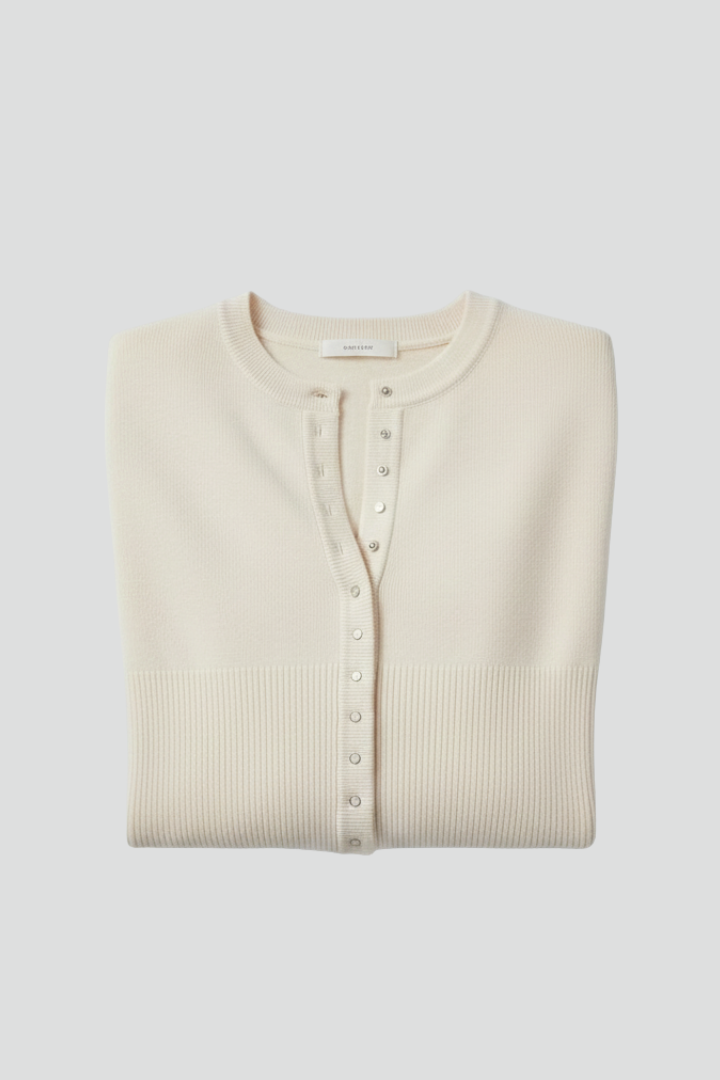 Belle | Women's Knit Cardigan – Round Neck Button Front Long Sleeve Sweater