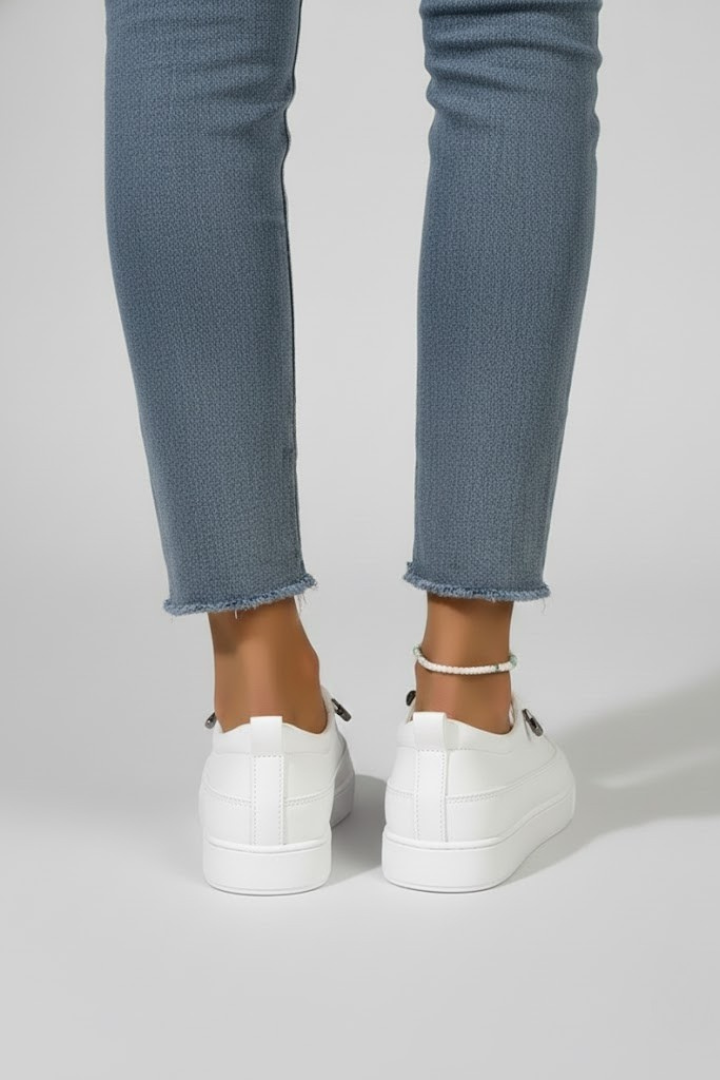 Belyn | Women Flat Sneakers - Lace-Up Low Top, Round Toe Casual Comfort Shoes