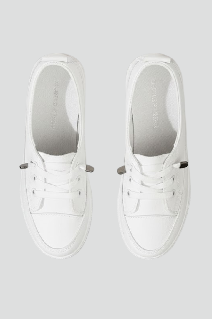 Belyn | Women Flat Sneakers - Lace-Up Low Top, Round Toe Casual Comfort Shoes