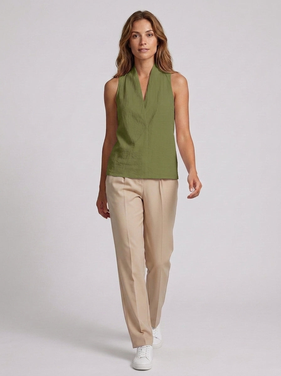 Blaire | Women's Solid Color Halter Top - Sleeveless V-Neck Casual Blouse