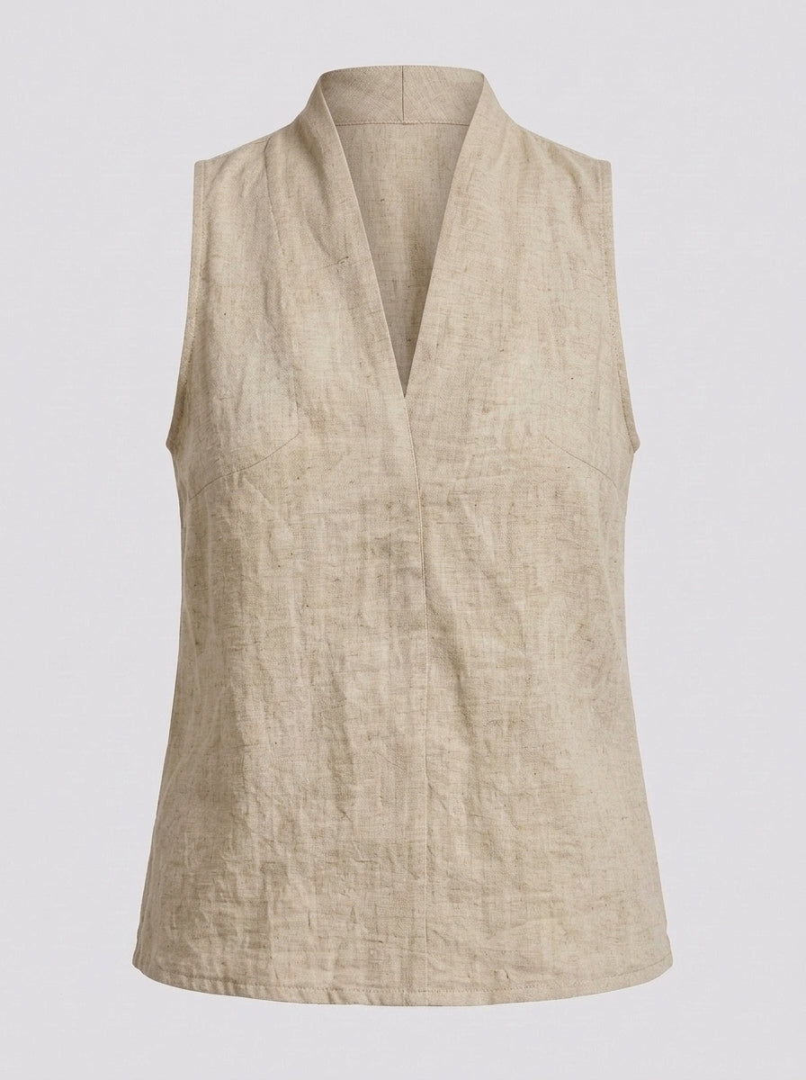 Blaire | Women's Solid Color Halter Top - Sleeveless V-Neck Casual Blouse