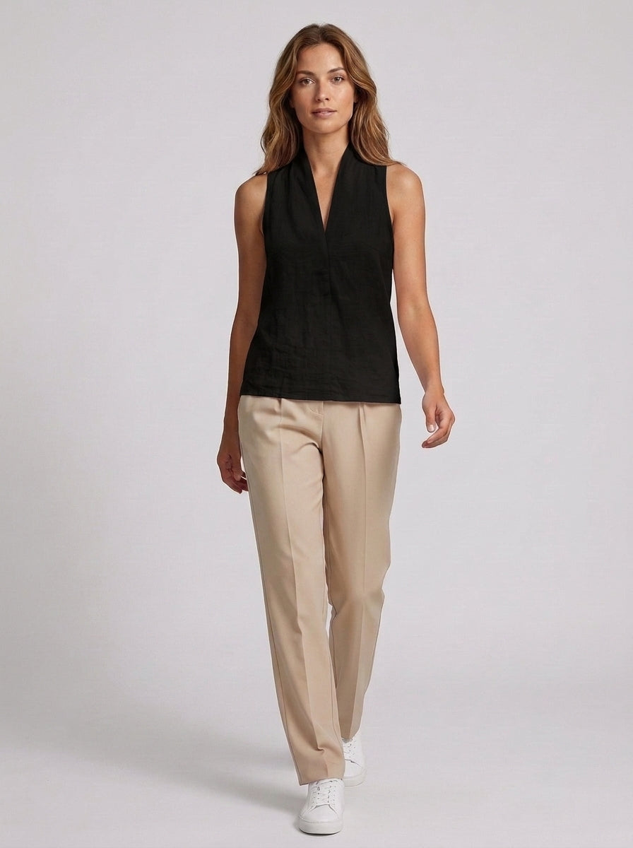 Blaire | Women's Solid Color Halter Top - Sleeveless V-Neck Casual Blouse