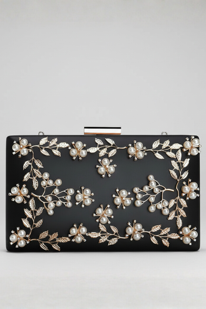 BloomClutch | Women's Floral Beaded Box Clutch Bag, Evening Party Wedding Purse