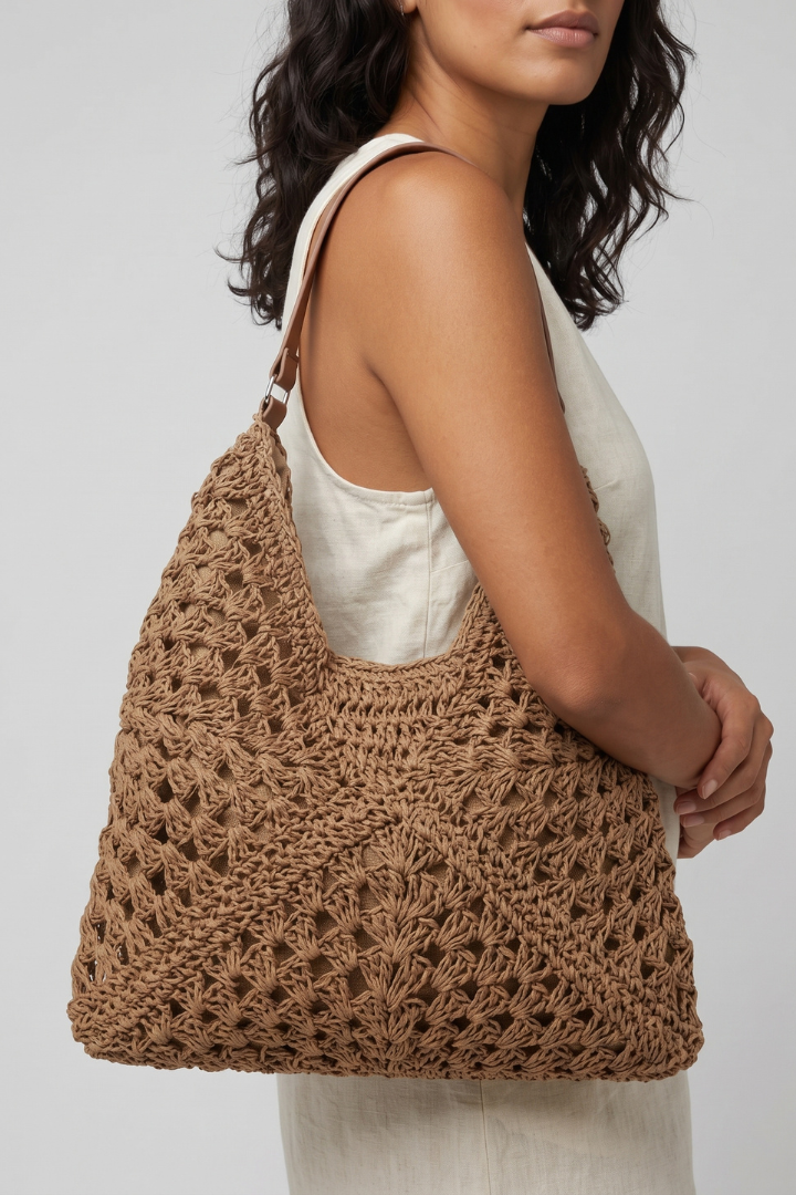 BreezeBag | Women’s Straw Shoulder Bag – Woven Summer Tote Bag, Casual Handbag
