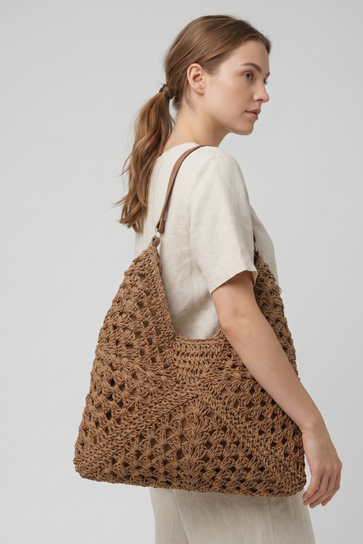 BreezeBag | Women’s Straw Shoulder Bag – Woven Summer Tote Bag, Casual Handbag