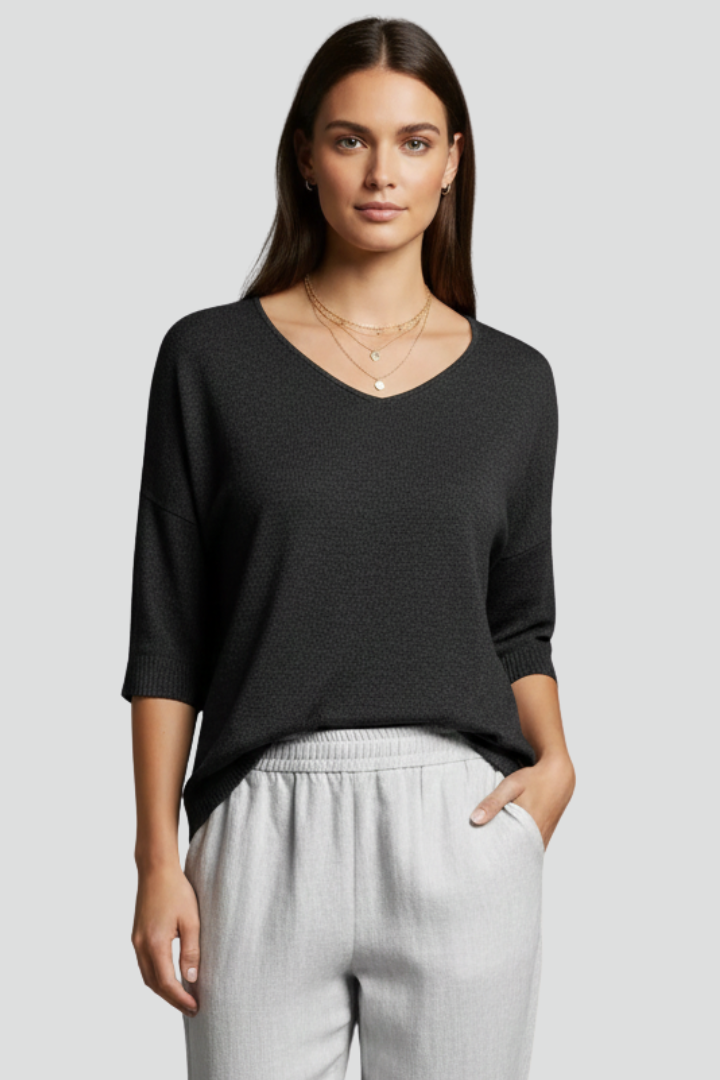 Brinna | Women’s V-Neck Top – Short Sleeve Relaxed Fit Blouse with Front Pockets