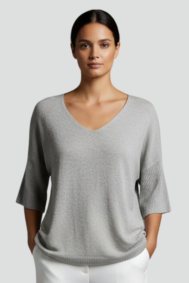 Brinna | Women’s V-Neck Top – Short Sleeve Relaxed Fit Blouse with Front Pockets