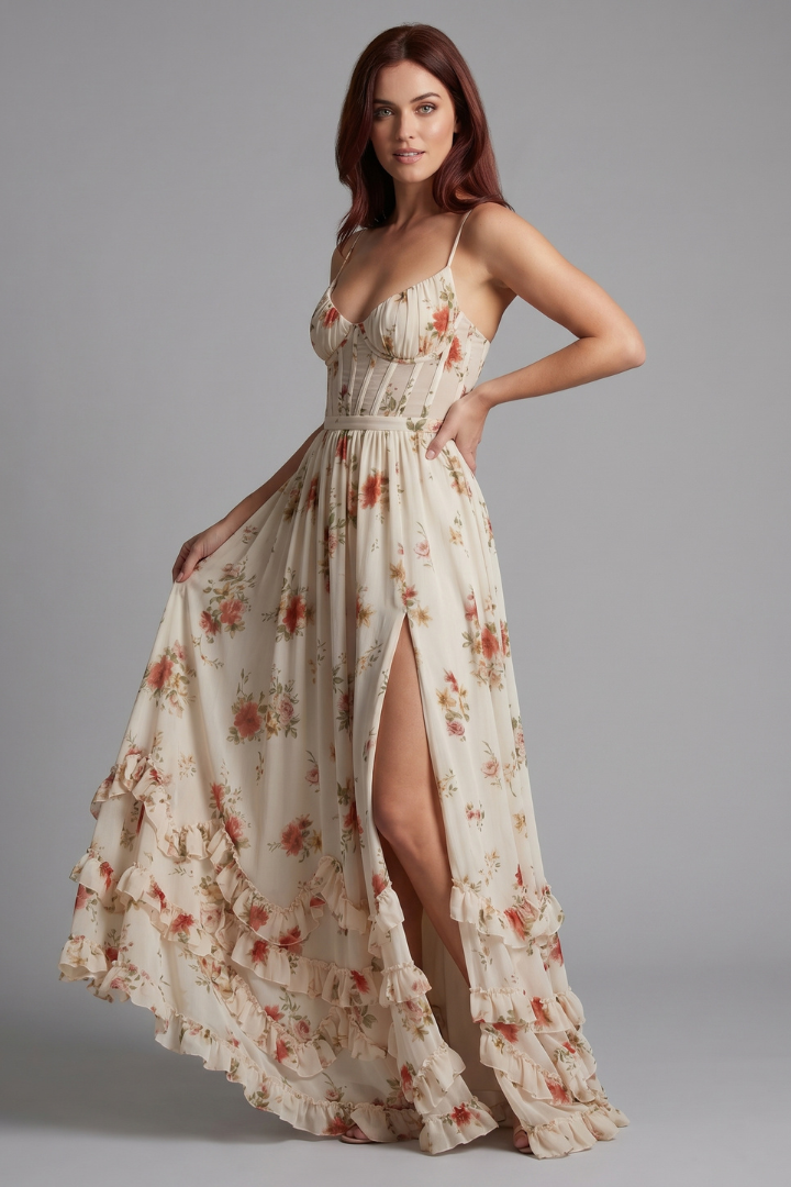 Brisa | Women’s Floral Maxi Dress with Spaghetti Straps