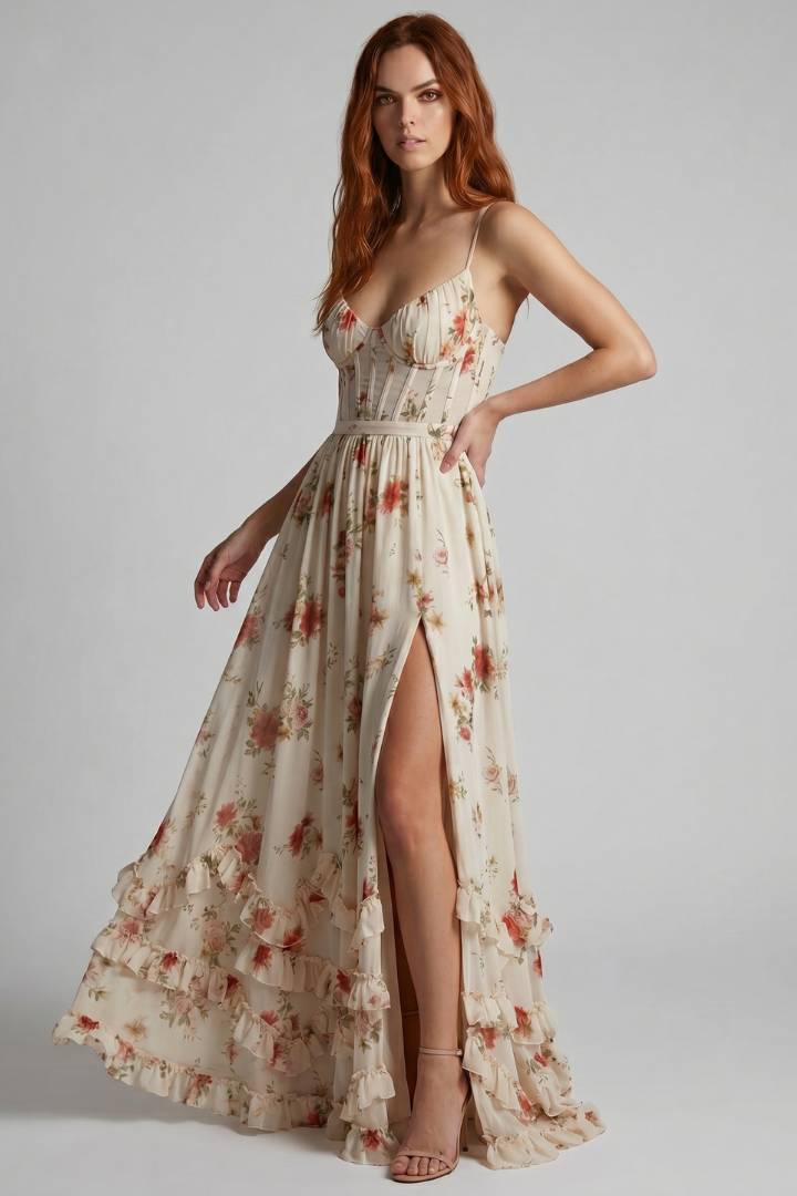 Brisa | Women’s Floral Maxi Dress with Spaghetti Straps