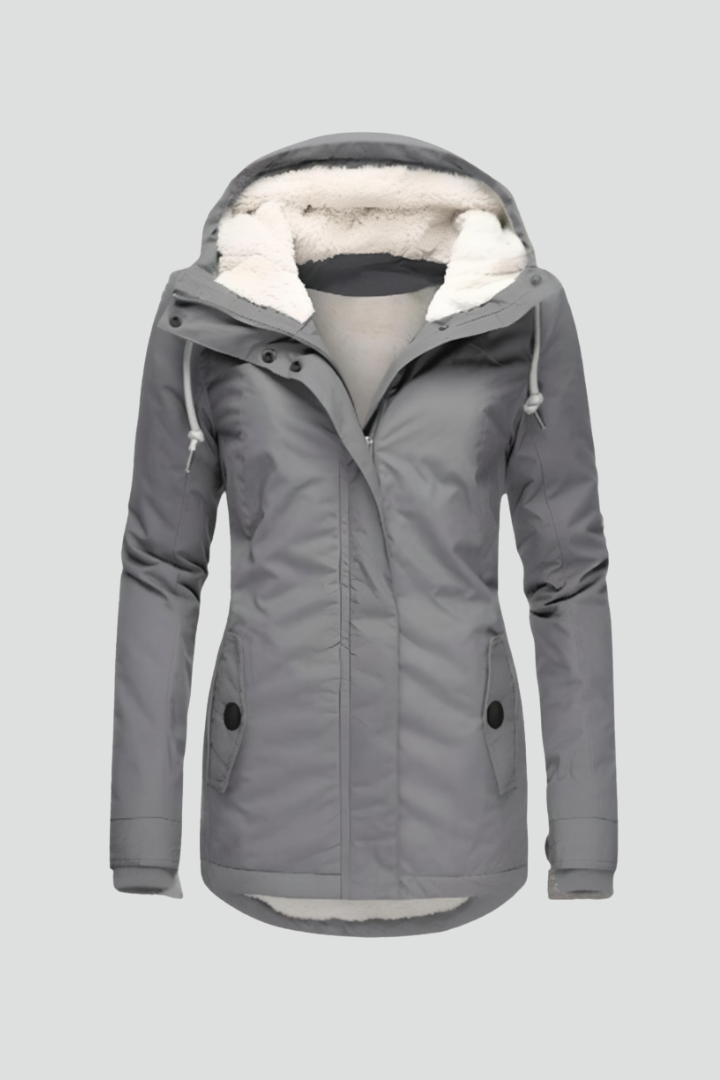 Caeloria | Women’s Hooded Jacket with Drawcords, Zip Closure, Button-Flap Pockets