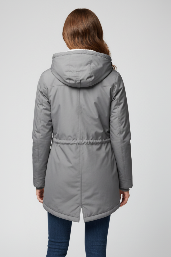 Caeloria | Women’s Hooded Jacket with Drawcords, Zip Closure, Button-Flap Pockets