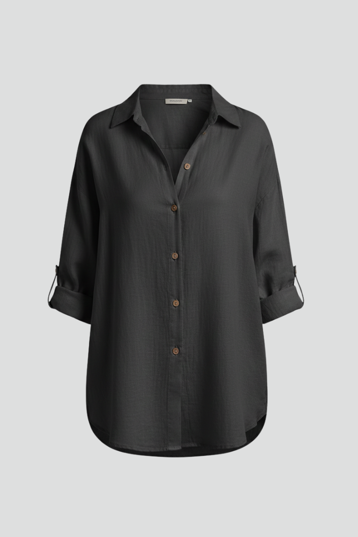 Calitha | Women's Relaxed Fit Long Blouse – Button-Up Long Sleeve Casual Tunic Shirt