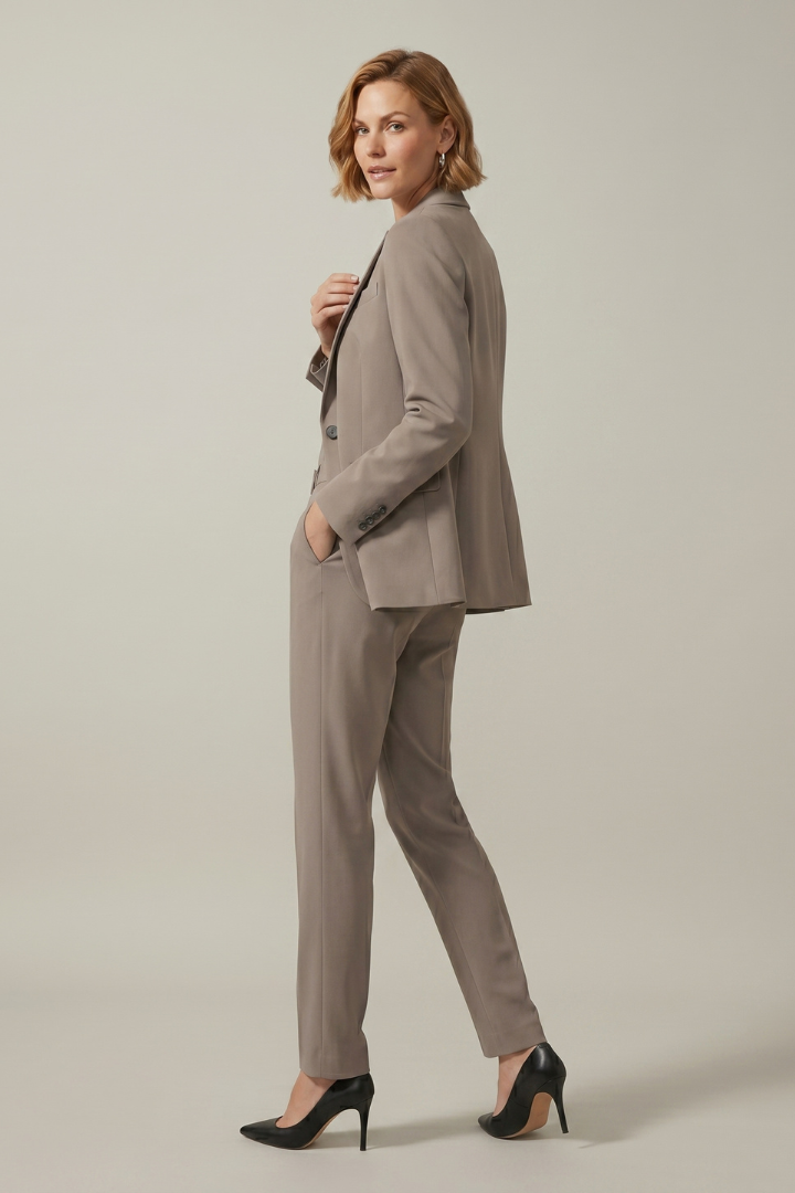 Calla | Women’s Business Suit Set – Notched Lapel Blazer & Straight Pants 2-Piece Outfit
