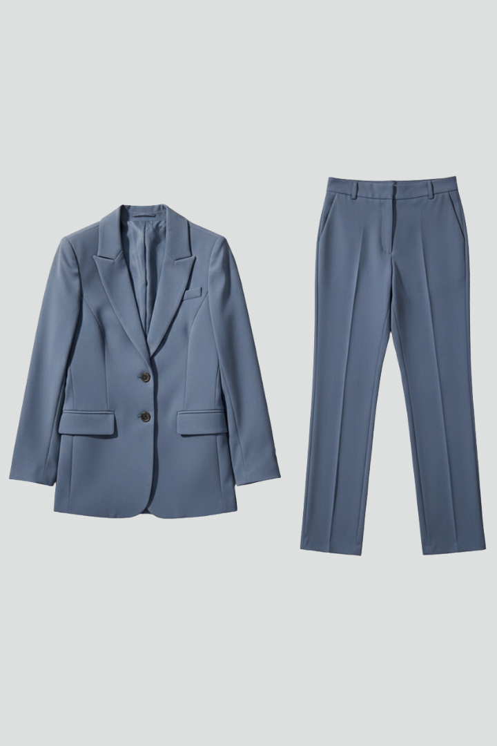 Calla | Women’s Business Suit Set – Notched Lapel Blazer & Straight Pants 2-Piece Outfit