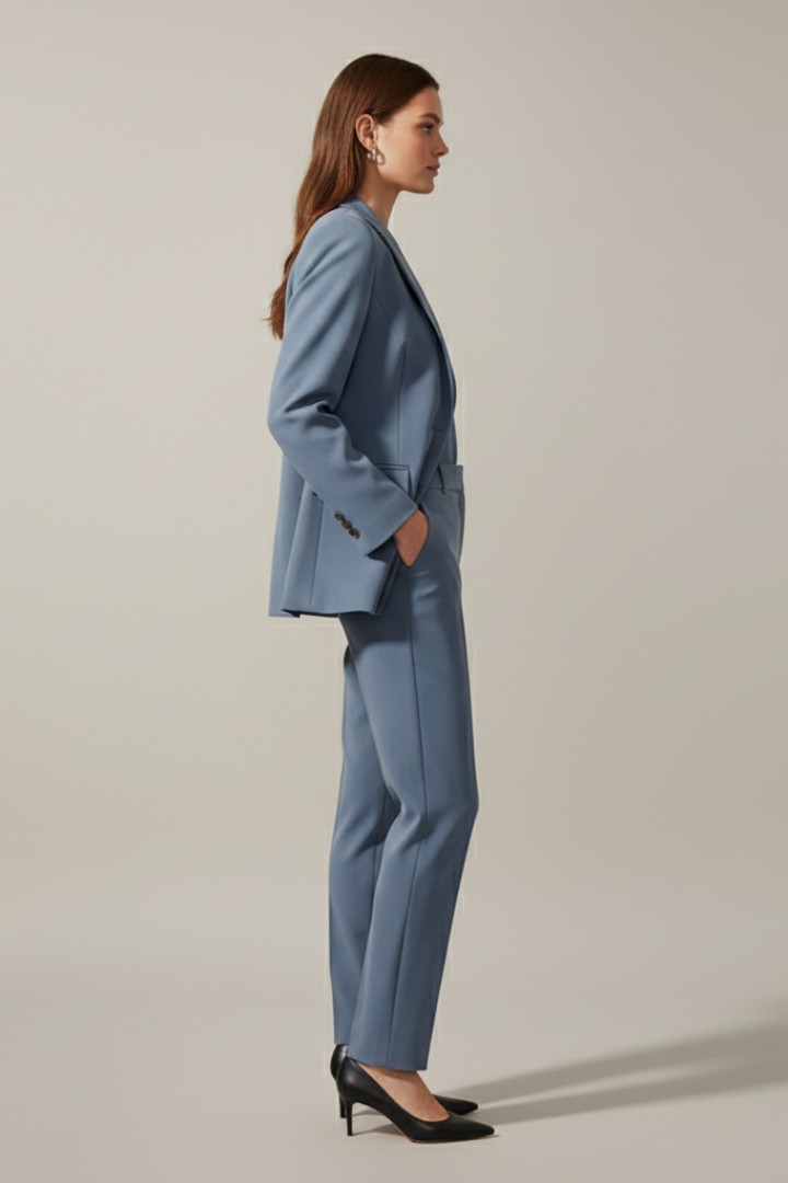 Calla | Women’s Business Suit Set – Notched Lapel Blazer & Straight Pants 2-Piece Outfit