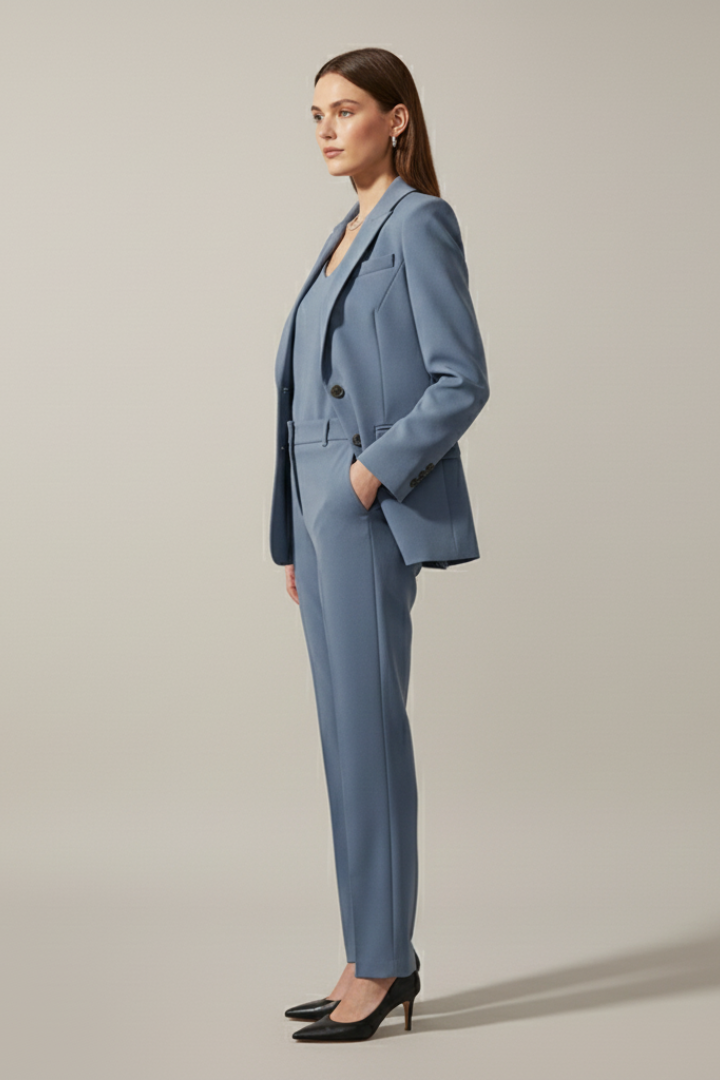 Calla | Women’s Business Suit Set – Notched Lapel Blazer & Straight Pants 2-Piece Outfit