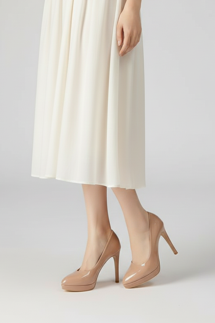Caloryn | Women’s Platform High Heels – Closed Round Toe Pumps with Tapered Heel