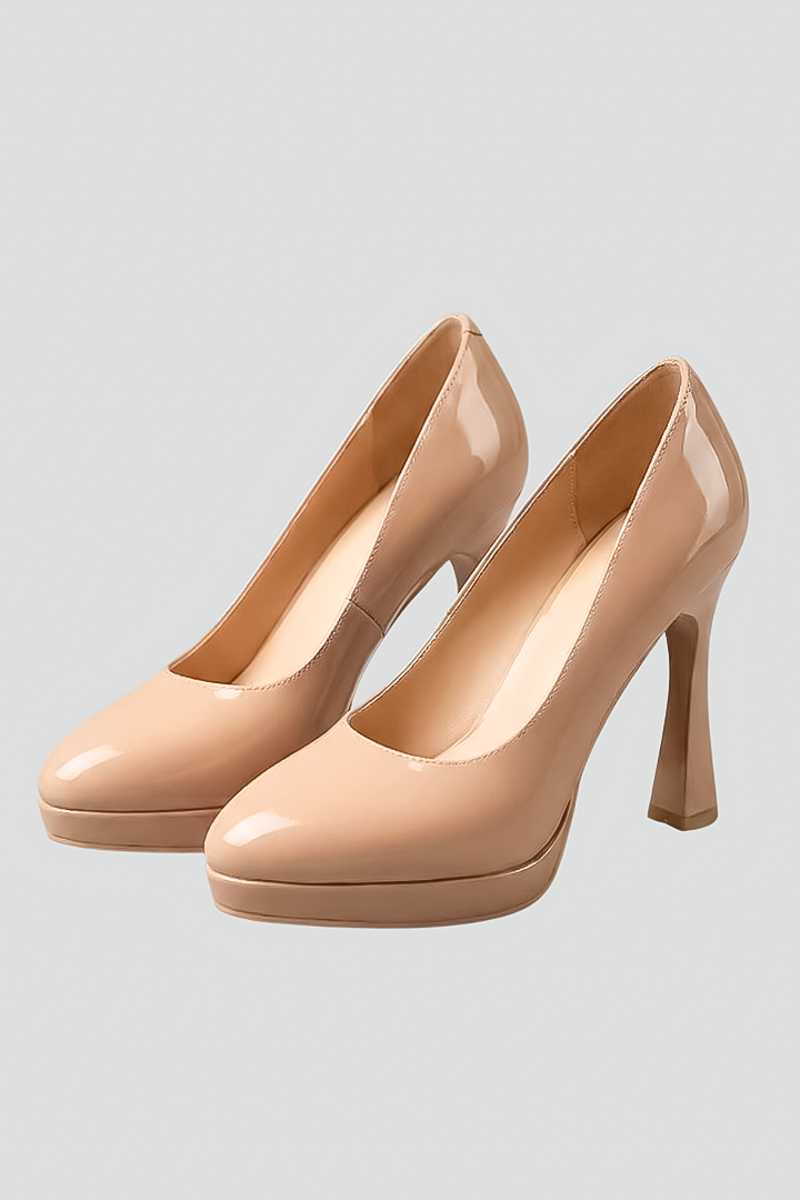 Caloryn | Women’s Platform High Heels – Closed Round Toe Pumps with Tapered Heel