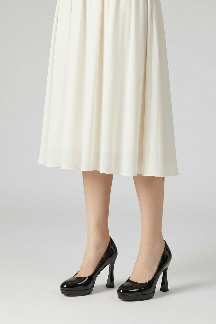 Caloryn | Women’s Platform High Heels – Closed Round Toe Pumps with Tapered Heel