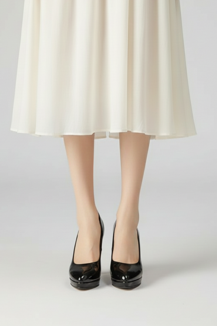 Caloryn | Women’s Platform High Heels – Closed Round Toe Pumps with Tapered Heel