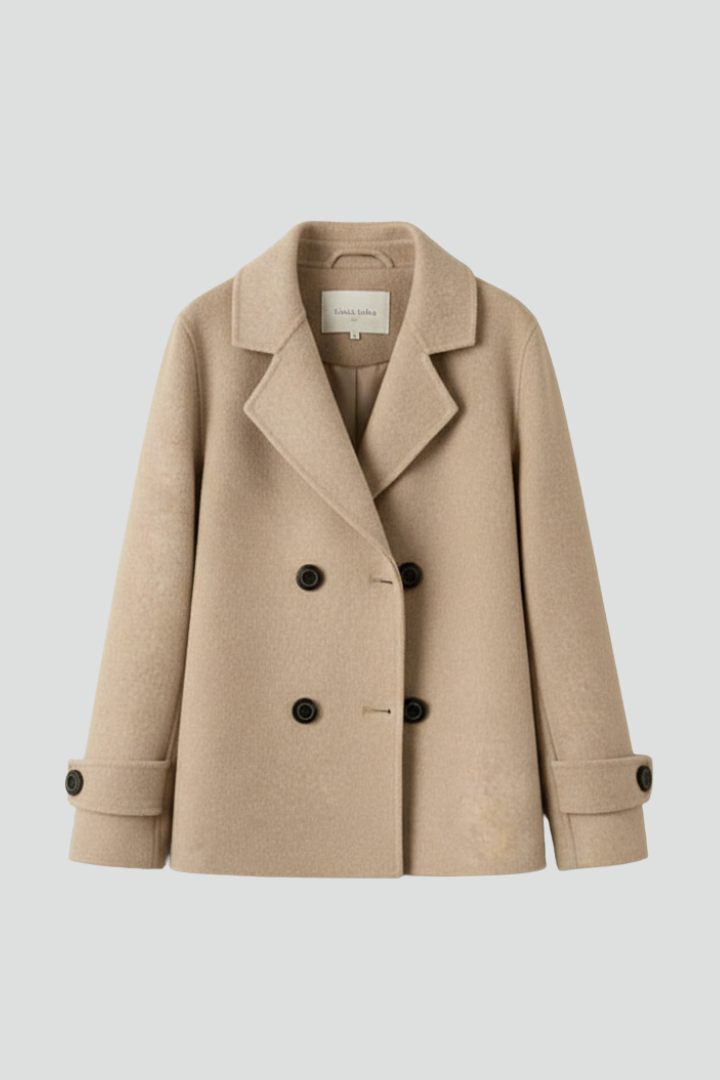Calyra | Women’s Short Coat with Notched Collar, Button Front