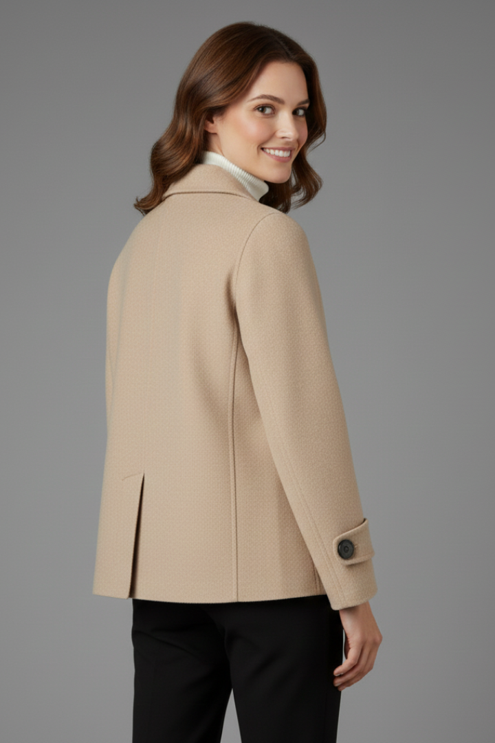 Calyra | Women’s Short Coat with Notched Collar, Button Front
