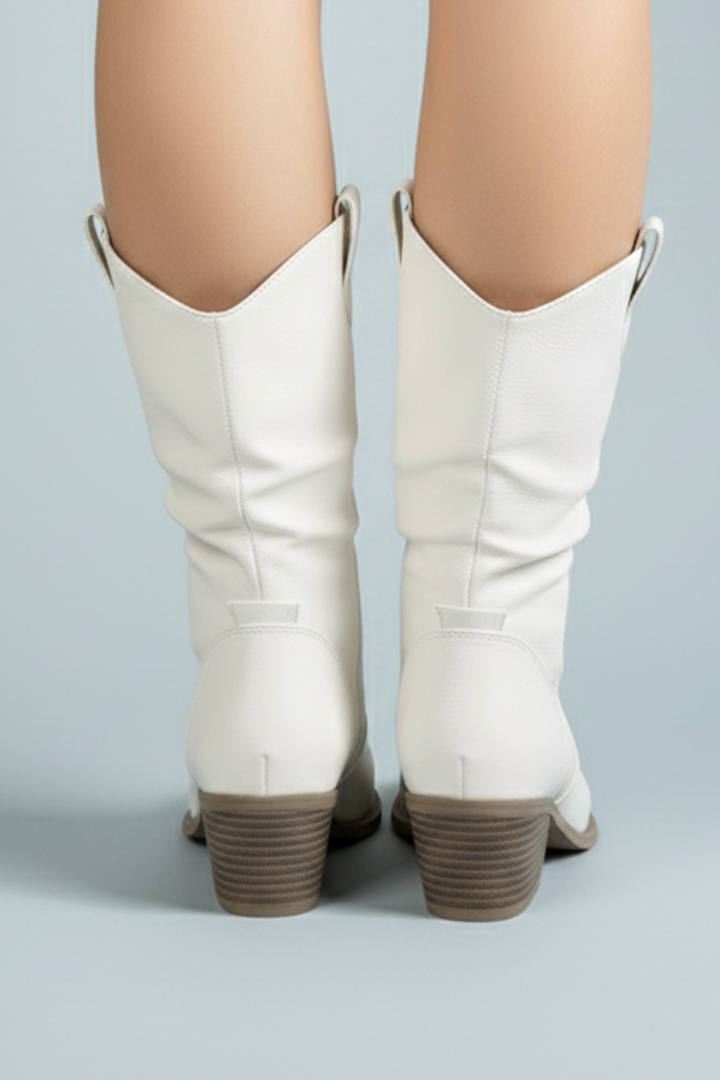 Capri | Women's Mid-Calf Cowboy Boots - Western Block Heel Pull-On Boots