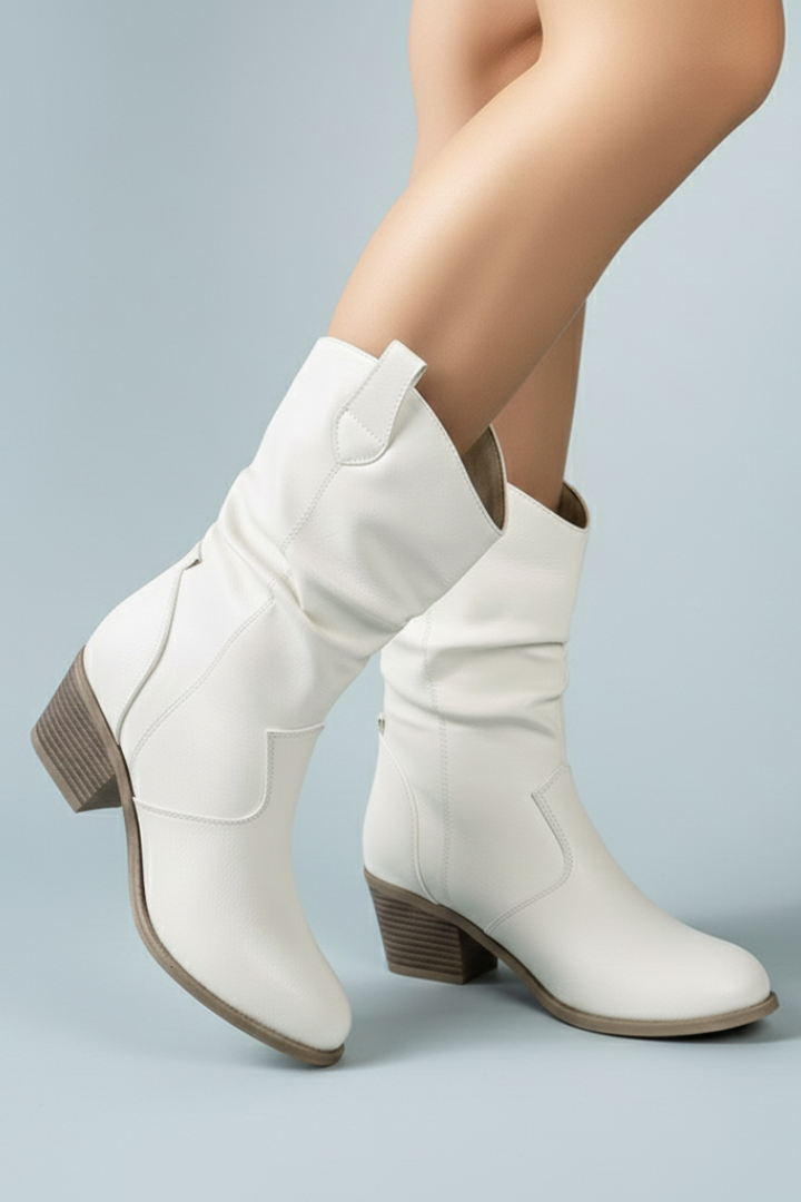 Capri | Women's Mid-Calf Cowboy Boots - Western Block Heel Pull-On Boots